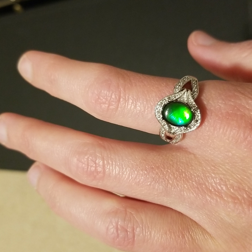 Sterling silver ring with green stone